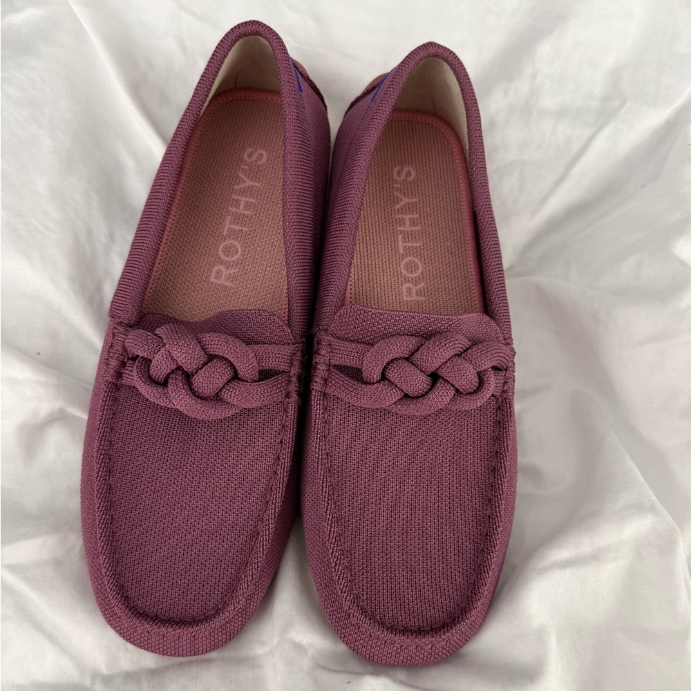 Rothy’s Braided Driver • Mauve • Size 8.5 • Knit Loafer